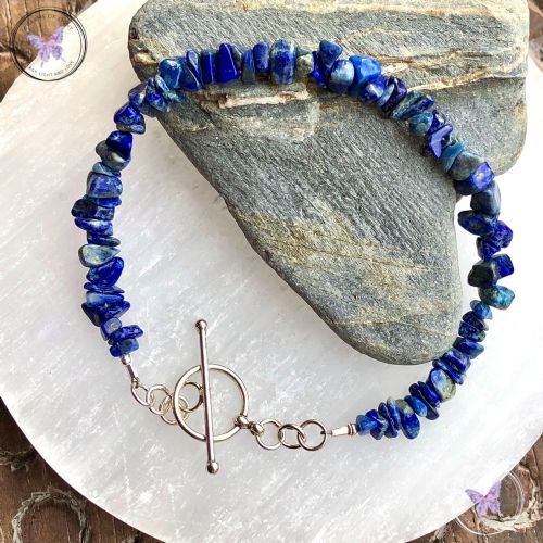 Lapis Lazuli Chip Bracelet With Silver Toggle Clasp